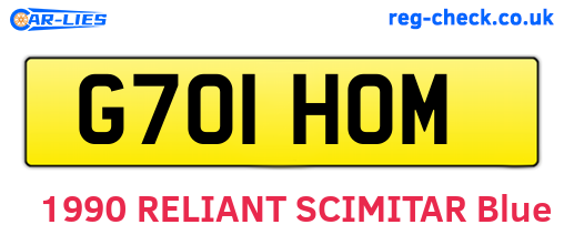 G701HOM are the vehicle registration plates.