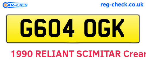 G604OGK are the vehicle registration plates.