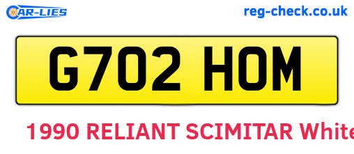 G702HOM are the vehicle registration plates.