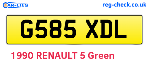G585XDL are the vehicle registration plates.