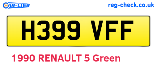 H399VFF are the vehicle registration plates.