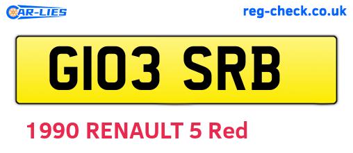 G103SRB are the vehicle registration plates.