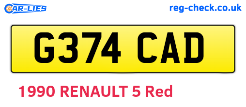 G374CAD are the vehicle registration plates.
