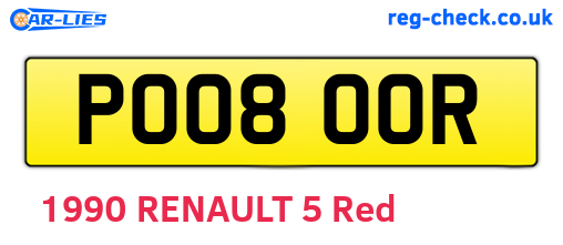 POO800R are the vehicle registration plates.