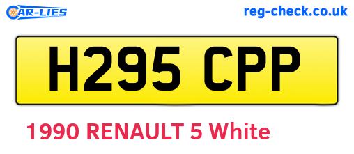 H295CPP are the vehicle registration plates.