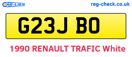G23JBO are the vehicle registration plates.