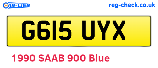 G615UYX are the vehicle registration plates.