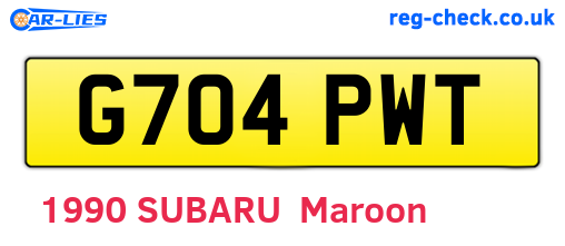 G704PWT are the vehicle registration plates.