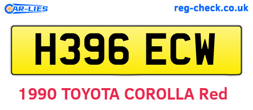 H396ECW are the vehicle registration plates.