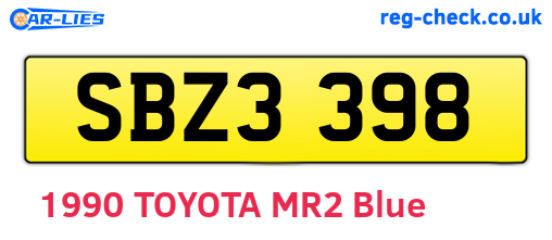 SBZ3398 are the vehicle registration plates.