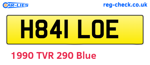 H841LOE are the vehicle registration plates.