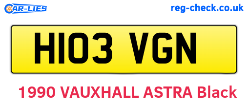H103VGN are the vehicle registration plates.