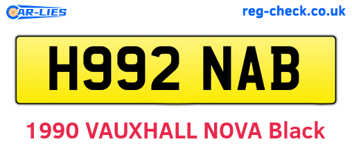 H992NAB are the vehicle registration plates.