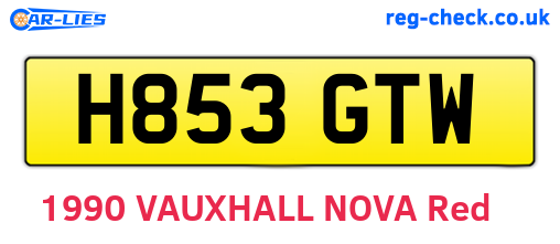 H853GTW are the vehicle registration plates.