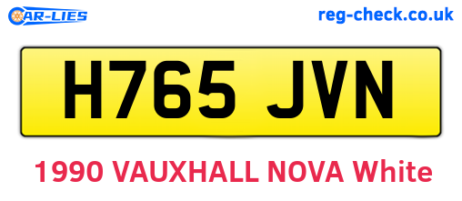 H765JVN are the vehicle registration plates.