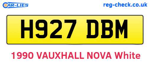 H927DBM are the vehicle registration plates.