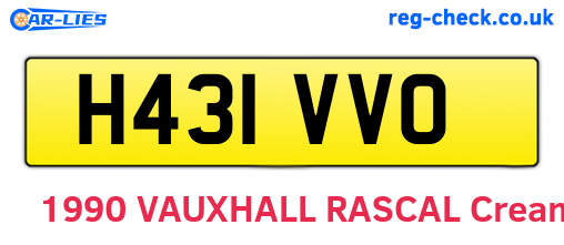 H431VVO are the vehicle registration plates.
