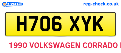 H706XYK are the vehicle registration plates.