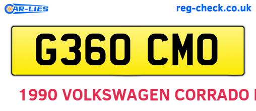 G360CMO are the vehicle registration plates.