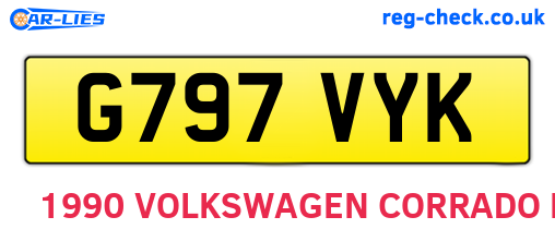 G797VYK are the vehicle registration plates.