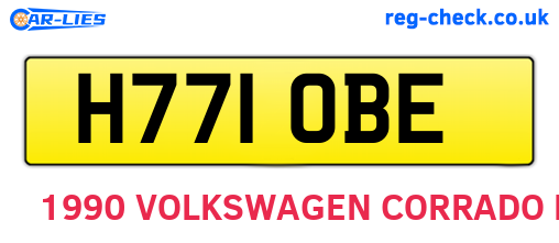 H771OBE are the vehicle registration plates.