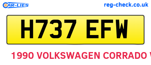 H737EFW are the vehicle registration plates.