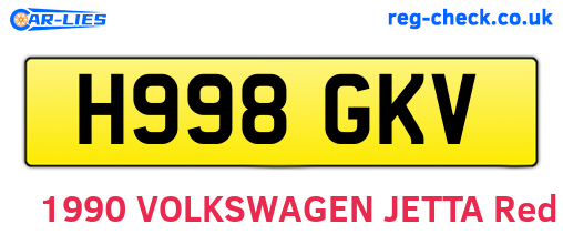H998GKV are the vehicle registration plates.