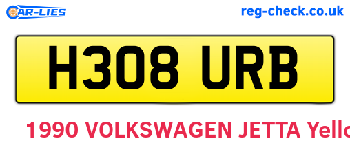 H308URB are the vehicle registration plates.