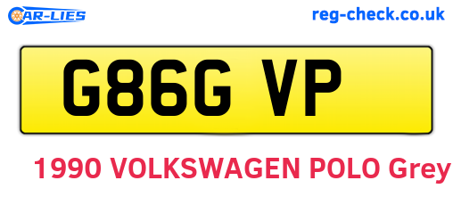 G86GVP are the vehicle registration plates.