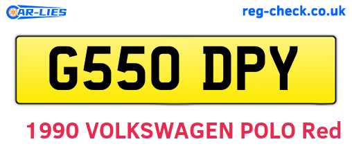 G550DPY are the vehicle registration plates.