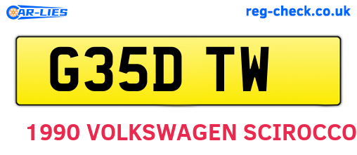 G35DTW are the vehicle registration plates.