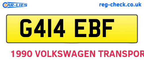 G414EBF are the vehicle registration plates.