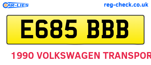 E685BBB are the vehicle registration plates.