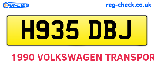 H935DBJ are the vehicle registration plates.