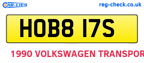 HOB817S are the vehicle registration plates.