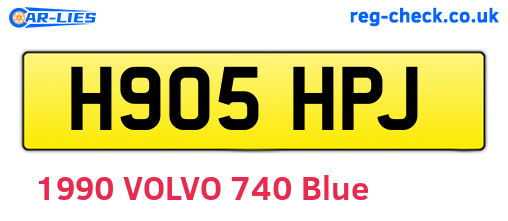 H905HPJ are the vehicle registration plates.