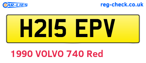 H215EPV are the vehicle registration plates.