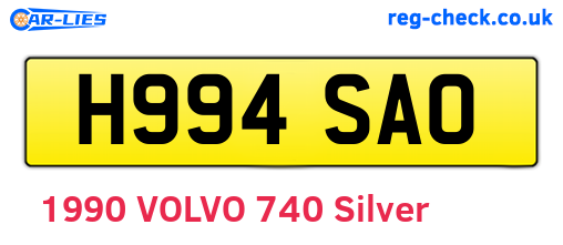 H994SAO are the vehicle registration plates.