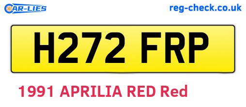H272FRP are the vehicle registration plates.