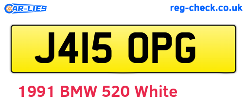 J415OPG are the vehicle registration plates.