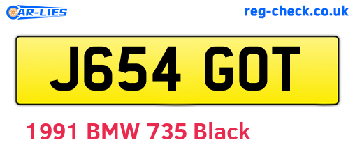 J654GOT are the vehicle registration plates.