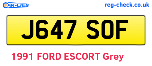 J647SOF are the vehicle registration plates.