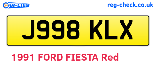 J998KLX are the vehicle registration plates.