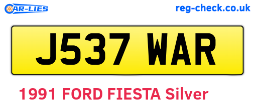 J537WAR are the vehicle registration plates.