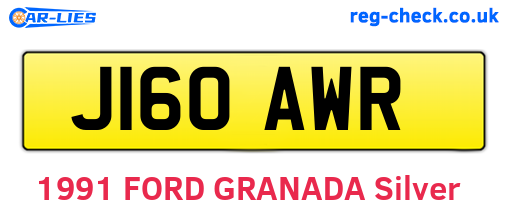 J160AWR are the vehicle registration plates.