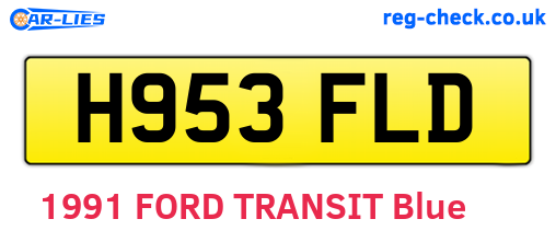 H953FLD are the vehicle registration plates.