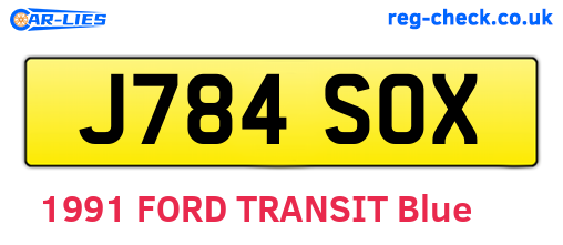 J784SOX are the vehicle registration plates.