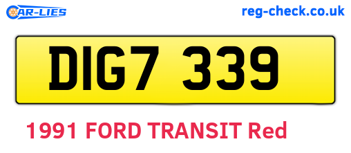 DIG7339 are the vehicle registration plates.