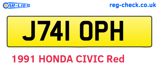 J741OPH are the vehicle registration plates.