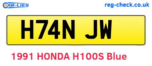 H74NJW are the vehicle registration plates.